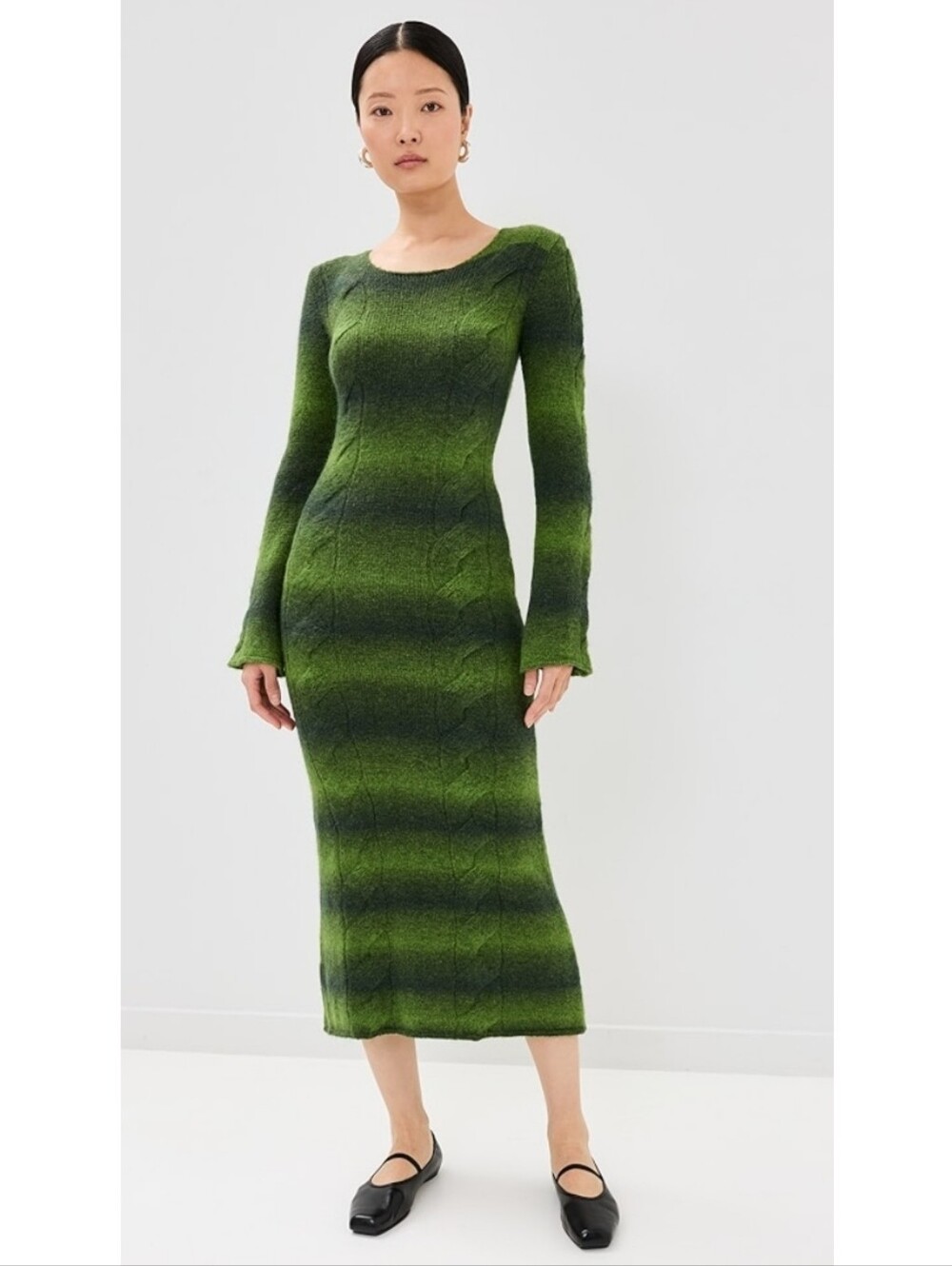 Alohas Trenza Green Tricot Knit Maxi Dress Size Medium In Green Ombre NWT
